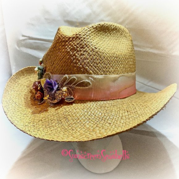 Ladies Cowboy Sun Hat with Seashells